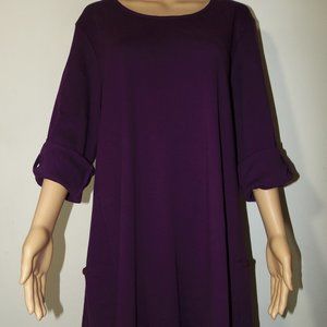 Simply Noelle Button Pocket Tunic w/Adjustable Sleeves - ROYAL PURPLE